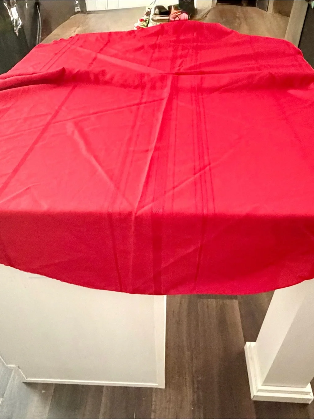 Red Oval Oblong Tablecloth 83x60 Woven Stripe Holiday Christmas Table Cover